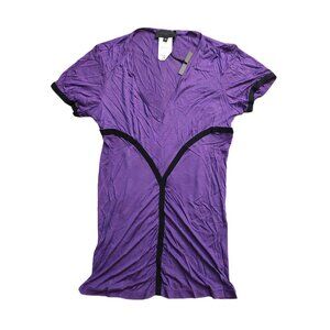 John Richmond Purple Black Tee Shirt Top Sz 42 NWT